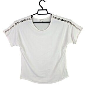 Womens Cato Est. 1946 White Blouse Cold Shoulder Polyester Stretch Size M
